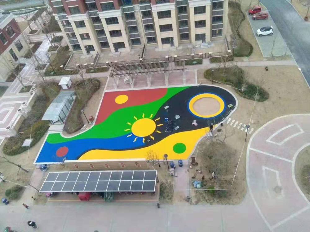 山东青岛epdm小区内弹性健身步道，弹性塑胶地面，弹性跑步路径施工厂家(图2)